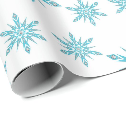 Blue Diamond Snowflake Pattern Cadeaupapier (Rol Hoek)