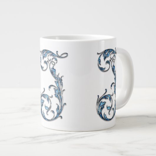 Blue Diamond Stud "J" Monogram Specialty Mok (Voorkant rechts)