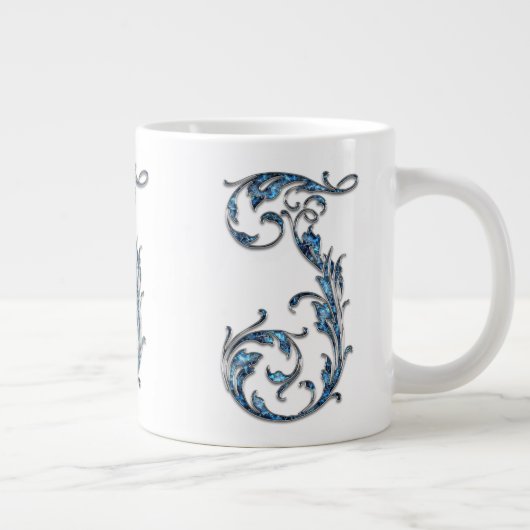 Blue Diamond Stud "J" Monogram Specialty Mok (Rechts)