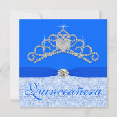 Blue Diamond Tiara Blue Quincenera Kaart (Voorkant)