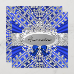 Blue Diamond & Tiara Quinceañera Uitnodiging