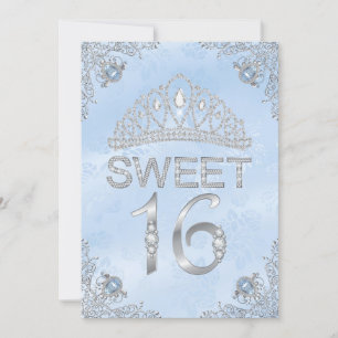  Blue Diamond Tiara Sweet 16 Uitnodiging