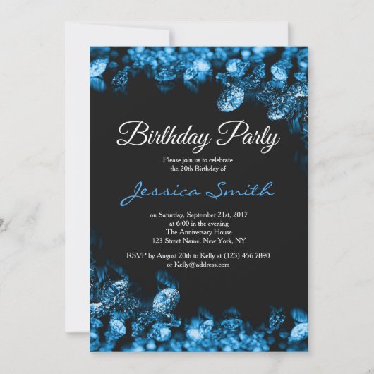 Blue Diamond verjaardagsfeestje uitnodigen Kaart (Voorkant)