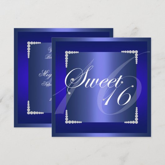 Blue Diamond verjaardagsuitnodiging Kaart (Voorkant / Achterkant)