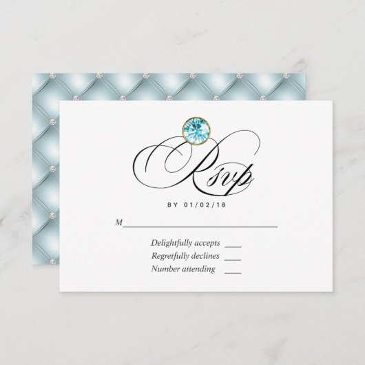 Blue Diamond Wedding RSVP Kaart (Voorkant / Achterkant)