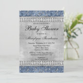 Blue Diamonds Baby shower Invitation Boy Bling Kaart (Staand voorkant)
