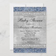 Blue Diamonds Baby shower Invitation Boy Bling
