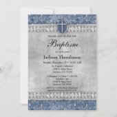 Blue Diamonds Boys Baptism Invitation Community Kaart (Voorkant)