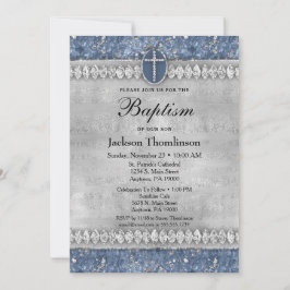 Blue Diamonds Boys Baptism Invitation Community Kaart