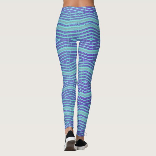 Blue Diamonds Handgemaakte Yogabroek Stretch Leggi Leggings (Achterkant)