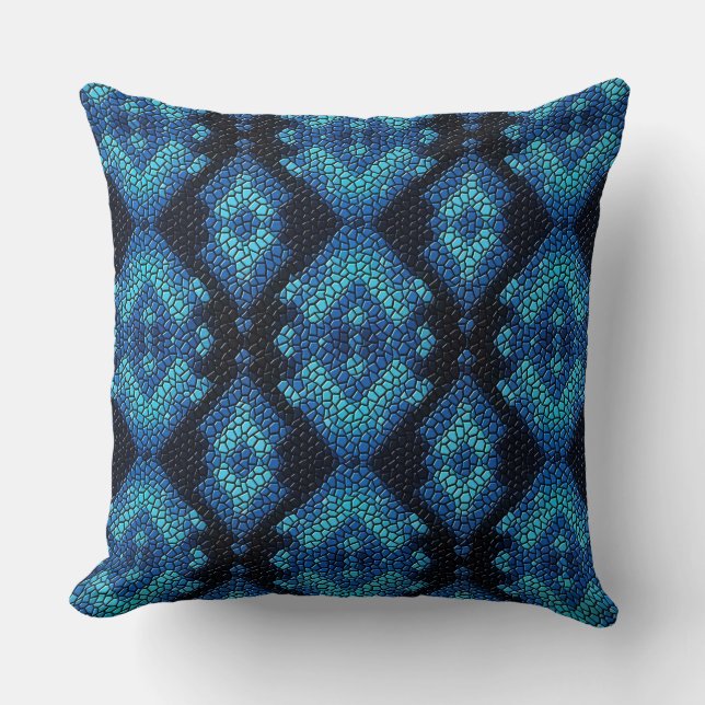 Blue Diamonds Mozaïek Tegels Patroon Sierkussen (Voorkant)