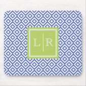 Blue Diamonds Patroon en Monogram Muismat (Voorkant)