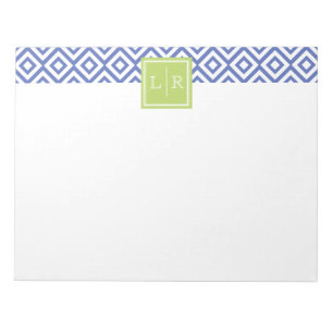 Blue Diamonds Patroon en Monogram Notitieblok