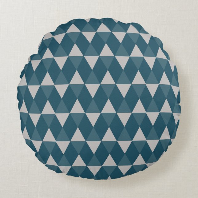 Blue diamonds pattern rond kussen (Voorkant)