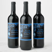 Blue Diamonds Wedding Mr Mrs Black Wine Label Wijn Etiket (Flessen)