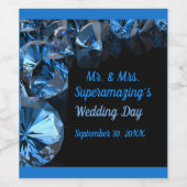 Blue Diamonds Wedding Mr Mrs Black Wine Label Wijn Etiket (Enkel label)
