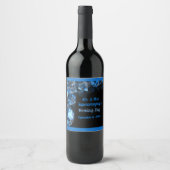 Blue Diamonds Wedding Mr Mrs Black Wine Label Wijn Etiket (Voorkant)