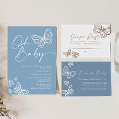 Blue Diaper Raffle Boho Baby shower Kaart Notitiekaartje