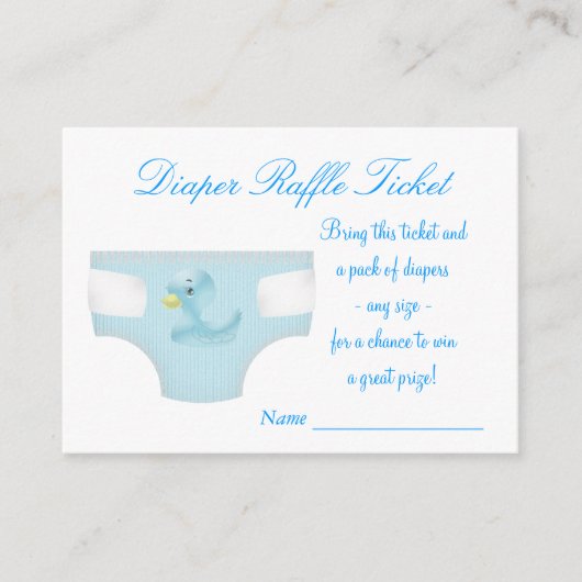 Blue Diaper Raffle Tickets Informatiekaartje (Voorkant)