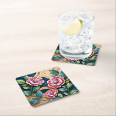 Blue Digital Art Pink Peonies Onderzetter Set (Insitu)