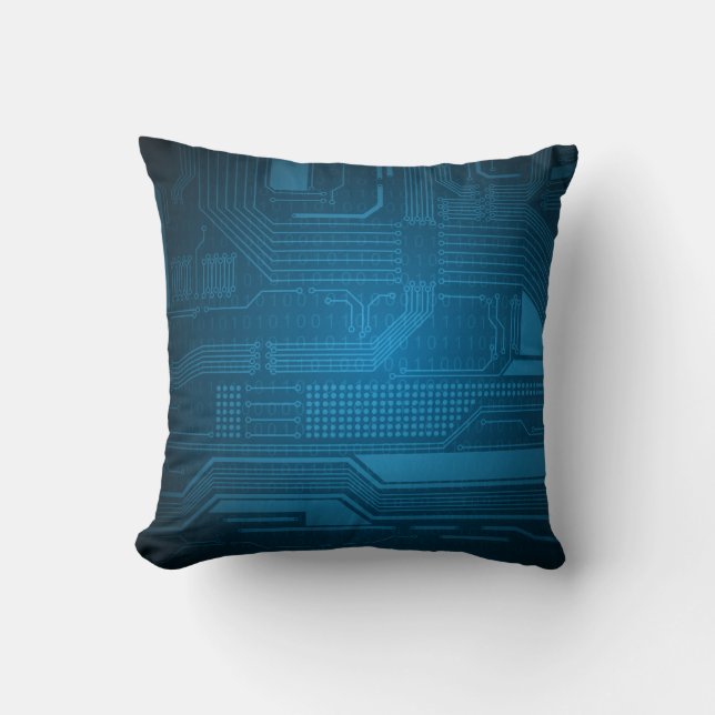 Blue Digital Binary Code Technology Pillow Kussen (Voorkant)