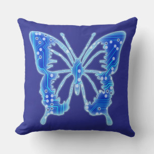 Blue Digital Butterfly, achtergrond aanpassen Kussen