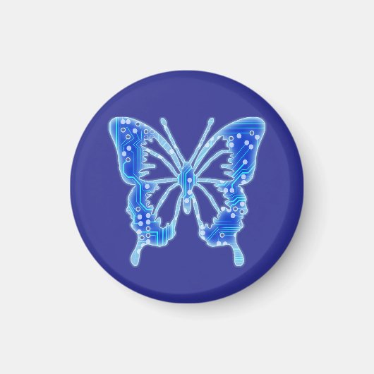 Blue Digital Butterfly, achtergrond aanpassen Magneet (Voorkant)