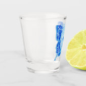 Blue Digital Butterfly, achtergrond aanpassen Shot Glas (Links)