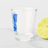 Blue Digital Butterfly, achtergrond aanpassen Shot Glas (Rechts)