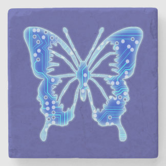 Blue Digital Butterfly, achtergrond aanpassen Stenen Onderzetter
