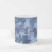 Blue Digital Camo Clear Frosted Mok (Voorkant links)