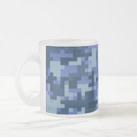 Blue Digital Camo Clear Frosted Mok