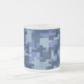 Blue Digital Camo Clear Frosted Mok (Center)