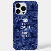 Blue Digital Camo KEEP CALM Jouw tekst Case-Mate iPhone Case (Achterkant)