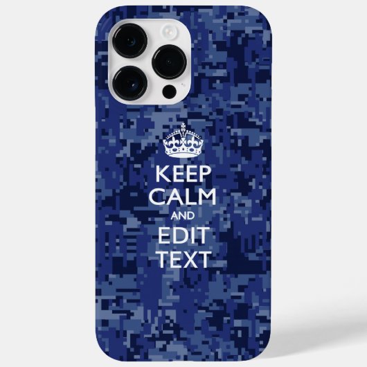 Blue Digital Camo KEEP CALM Jouw tekst Case-Mate iPhone Case (Achterkant)