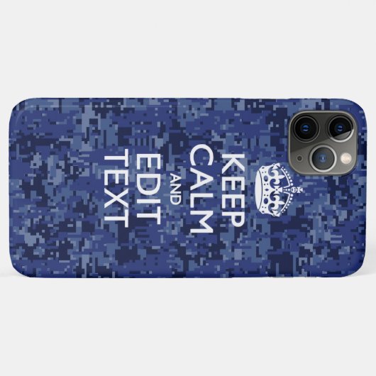 Blue Digital Camo KEEP CALM Jouw tekst Case-Mate iPhone Case (Achterkant (horizontaal))