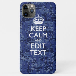 Blue Digital Camo KEEP CALM Jouw tekst Case-Mate iPhone Case