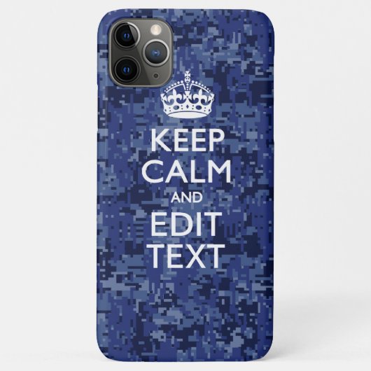 Blue Digital Camo KEEP CALM Jouw tekst Case-Mate iPhone Case (Achterkant)