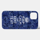 Blue Digital Camo KEEP CALM Jouw tekst Case-Mate iPhone Case (Achterkant (horizontaal))
