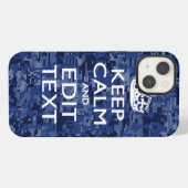 Blue Digital Camo KEEP CALM Jouw tekst iPhone Hoesje (Achterkant horizontaal)