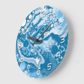 Blue Digital Fluid Art Marmer Grote Klok (Hoek)