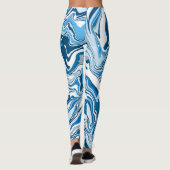 Blue Digital Fluid Art Marmer Leggings (Achterkant)