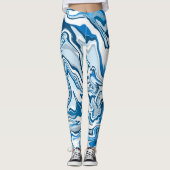 Blue Digital Fluid Art Marmer Leggings (Voorkant)