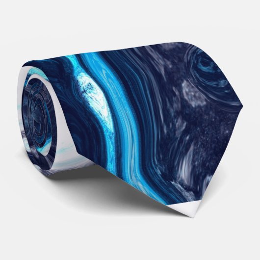 Blue Digital Marble Fluid Art Stropdas (Opgerold)