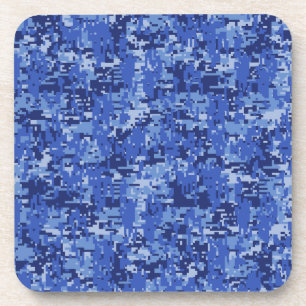 Blue Digital Pixels Camouflage Decor Texture Drankjes Onderzetter