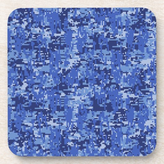 Blue Digital Pixels Camouflage Decor Texture Drankjes Onderzetter (Voorkant)