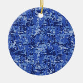 Blue Digital Pixels Camouflage Decor Texture Keramisch Ornament (Voorkant)
