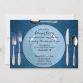 Blue Dinner Party-uitnodiging Kaart (Voorkant)