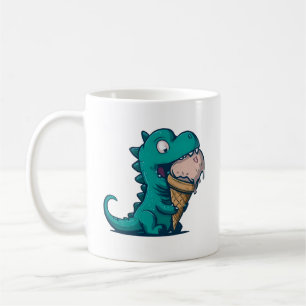 Blue Dino Loves Ice Cream - Grappige Cartoon Art Koffiemok