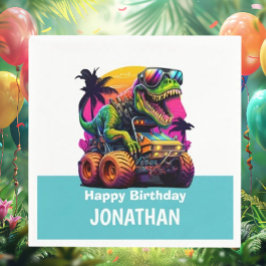 BLUE Dino-Mite MONSTER TRUCK Verjaardagsfeest Servet